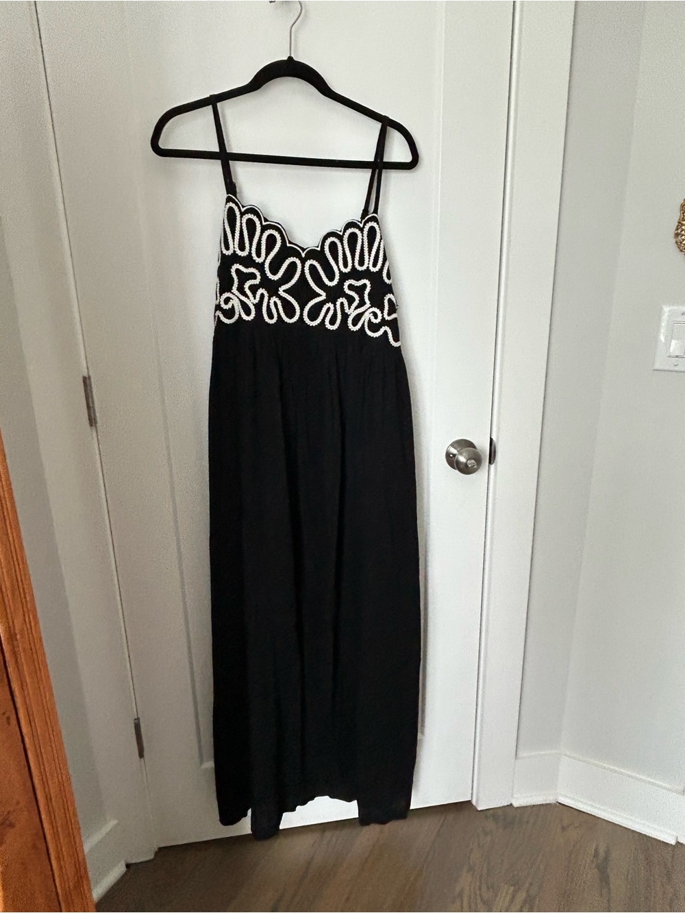 a new day Black Maxi Dress with White Embroidered Bodice